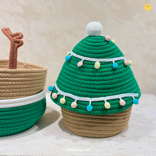 달떵 귀여운 크리스마스 트리A 패브릭 수납 바구니 바스켓 간식 아기방 소품 선물