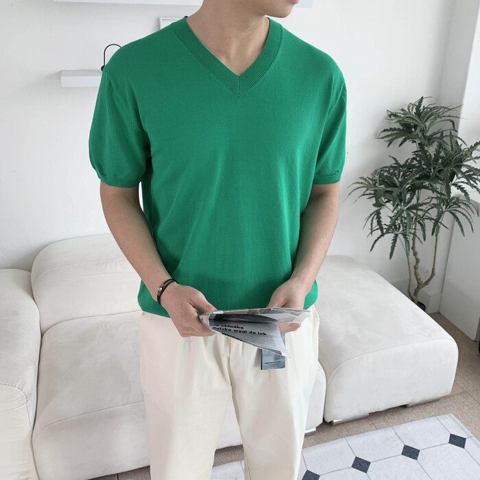 1+1남자반팔니트 남자브이넥니트 워셔블 이미지 6