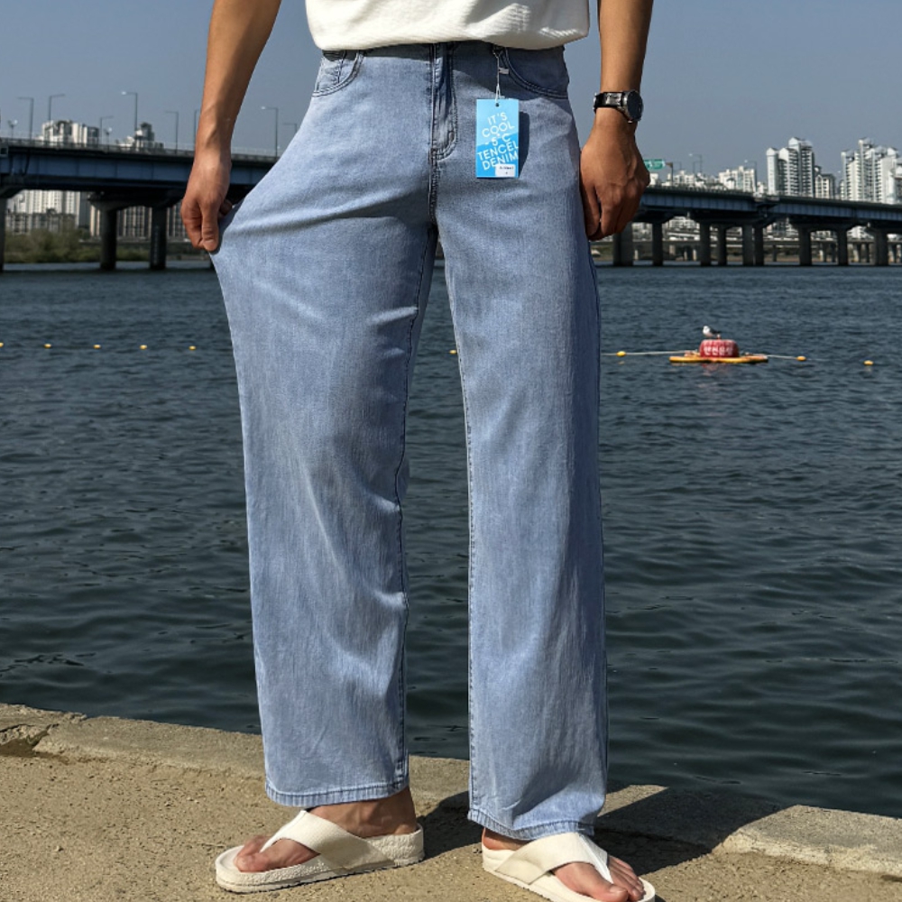 남자 데님 팬츠 여름 데님 쿨링 텐셀 와이드 팬츠 몬스 아이스