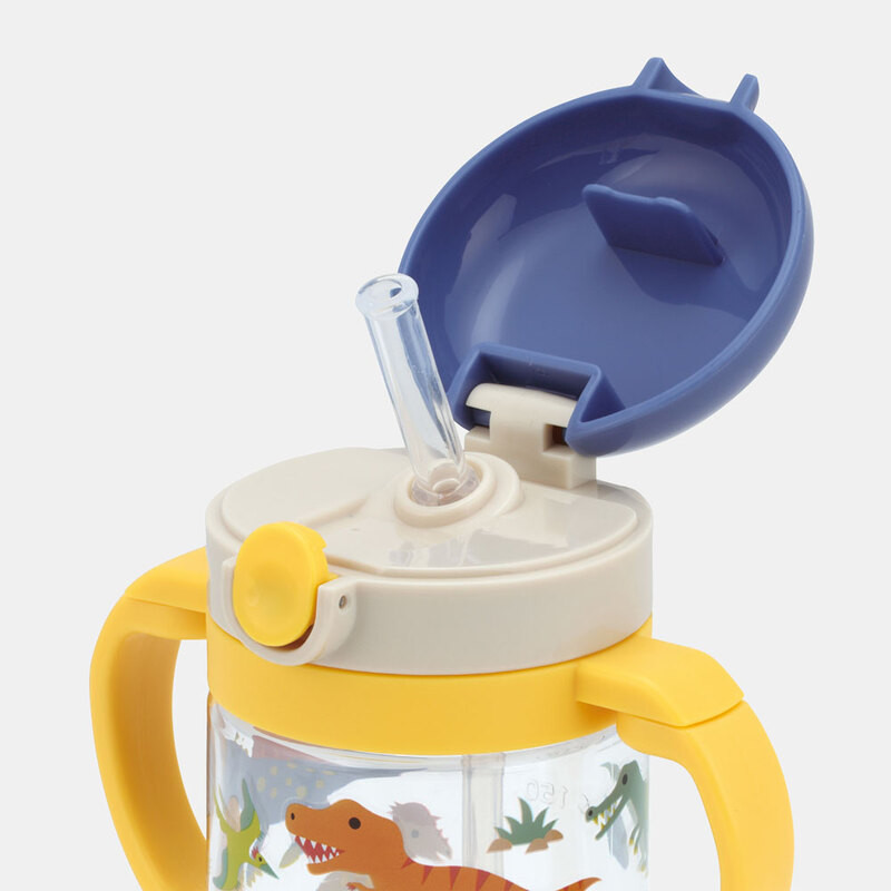 스케이터 DINOSAURS PICTURE BOOK 캐릭터 접이식 핸들 원터치 빨대컵 260ml KSHW1N - 주방·식기 - 하카타몰