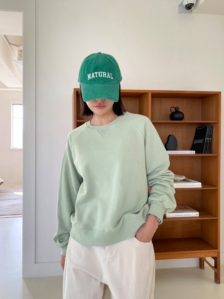 캐주얼 오버핏 여성 세미크롭맨투맨 여자 맨투맨 봄 우먼 티셔츠 코튼 라운드 - 상세 이미지 2