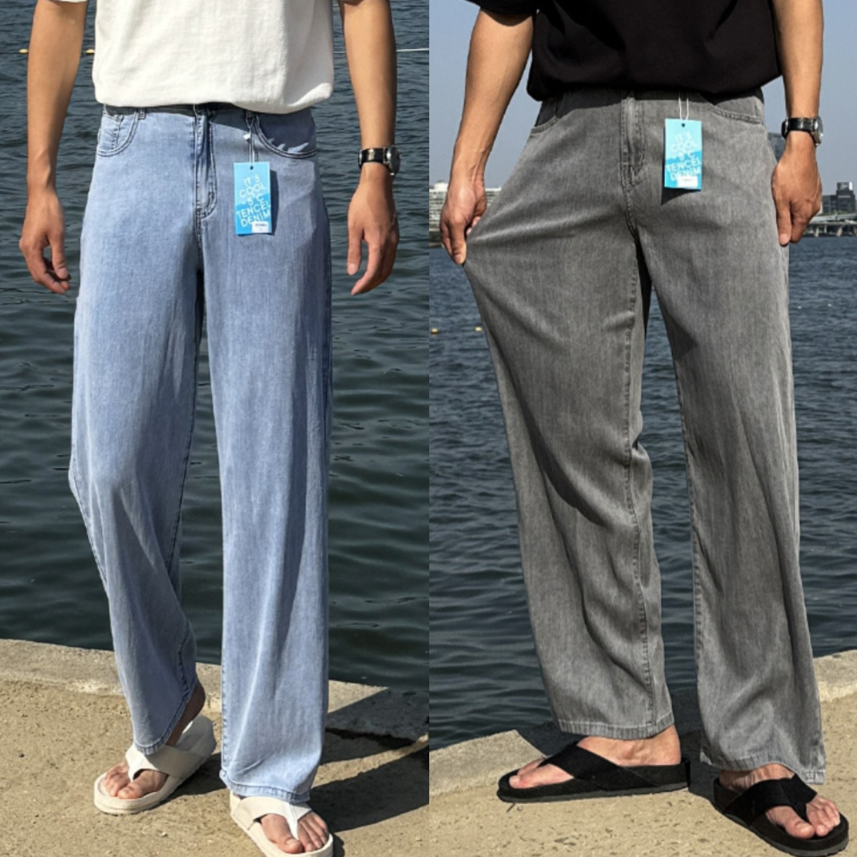 남자 몬스 숏&롱 2타입 여름 아이스 쿨링 텐셀 와이드 데님