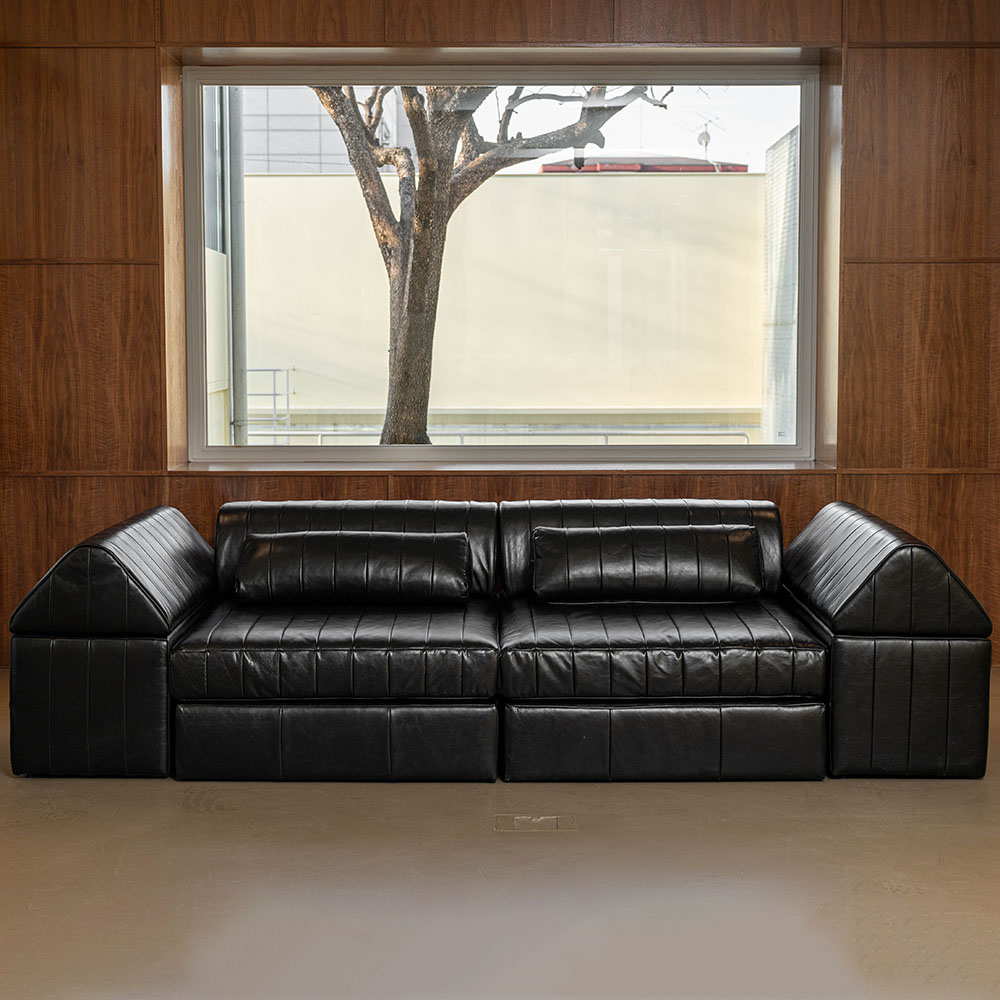 옐로우라이트 PH22 이태리 내추럴 통가죽 모듈 천연면피 전체가죽 4인쇼파