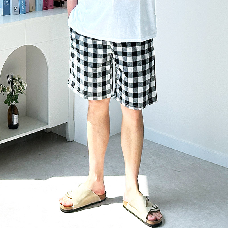 남자 히든 고방체크 5부 밴딩 반바지 - 상세 이미지 3