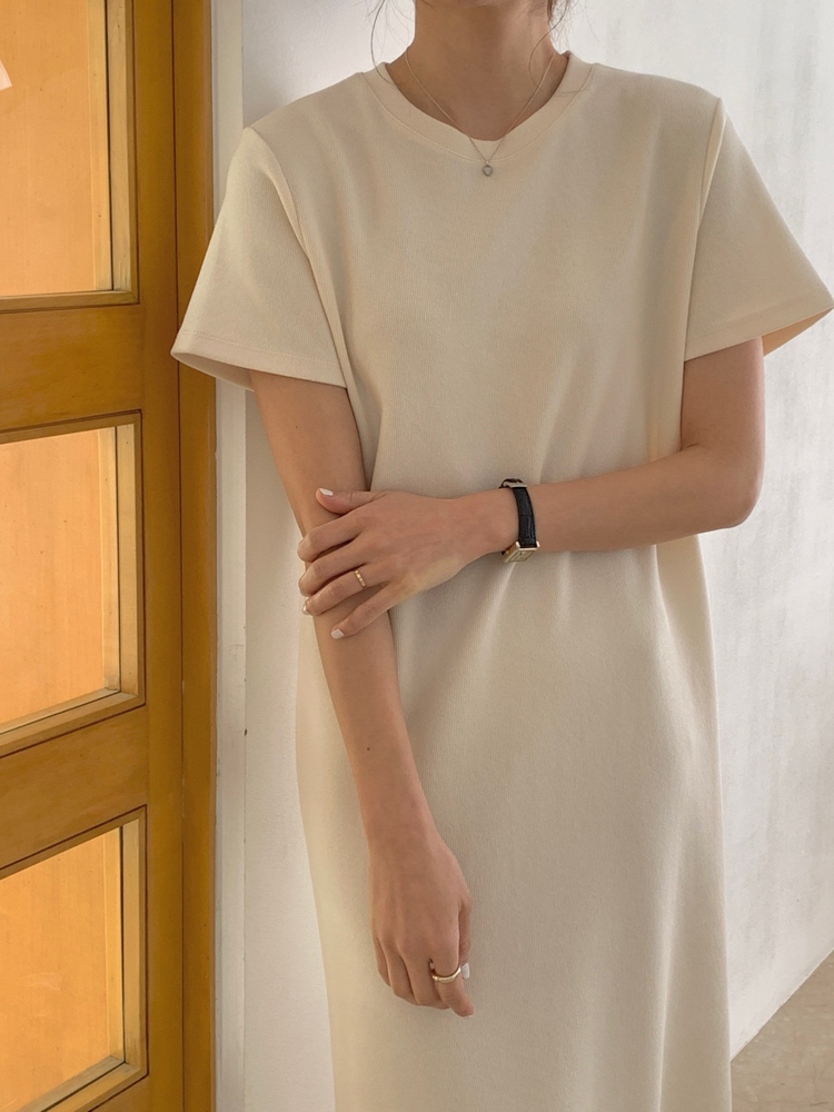 캐주얼 뒷트임 면 스판 루즈핏 맥시 반팔 롱 원피스 여름 원피스 여성 H라인 데일리룩