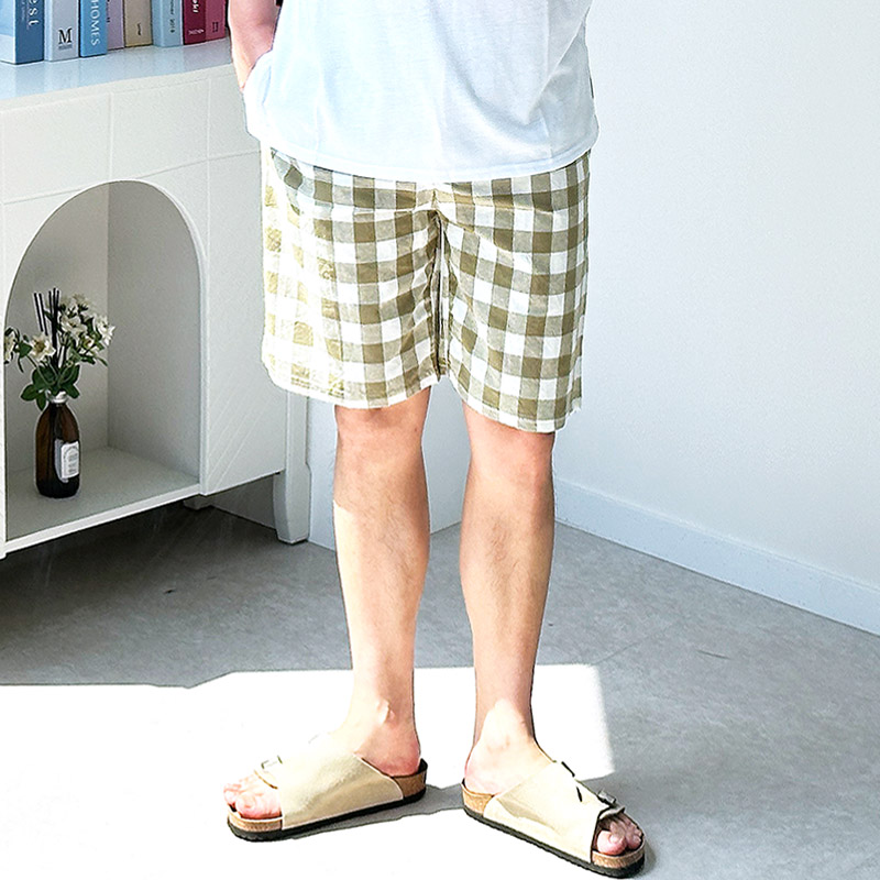 남자 히든 고방체크 5부 밴딩 반바지 - 상품 이미지