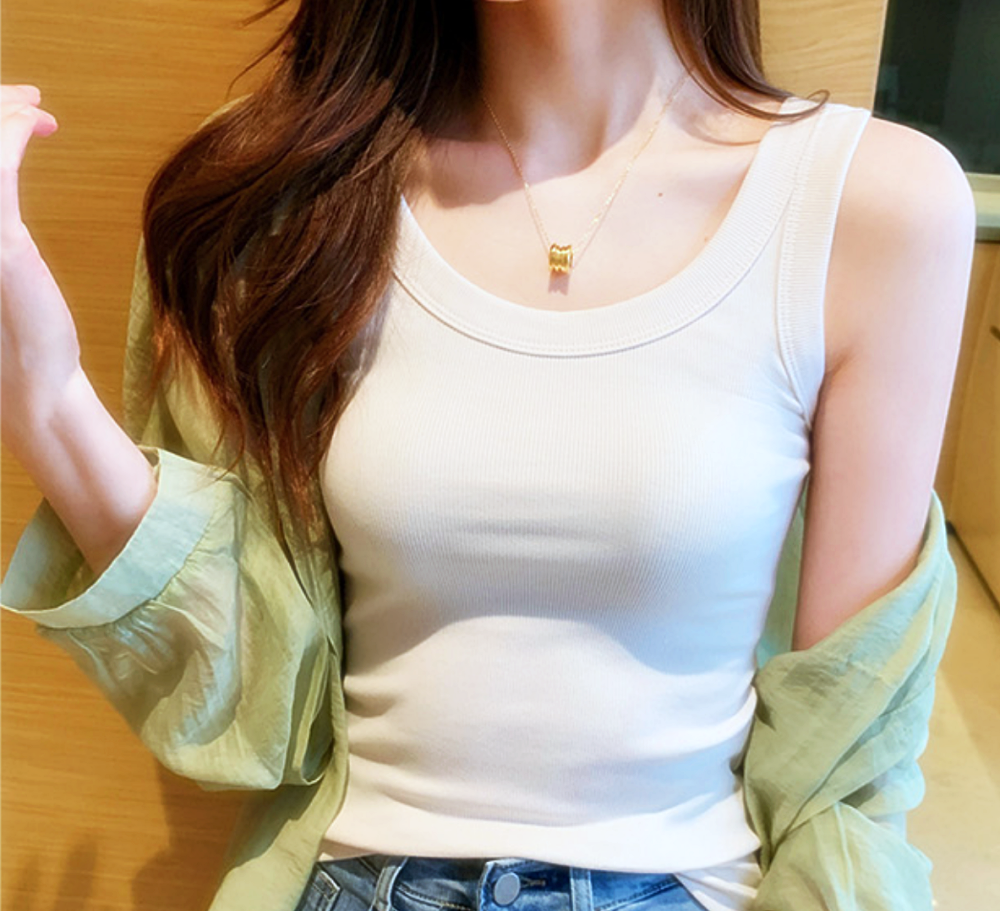 여성 골지 나시티 U넥 민소매 베이직 이너 여름 티셔츠 박대표마켓 - 상세 이미지 3