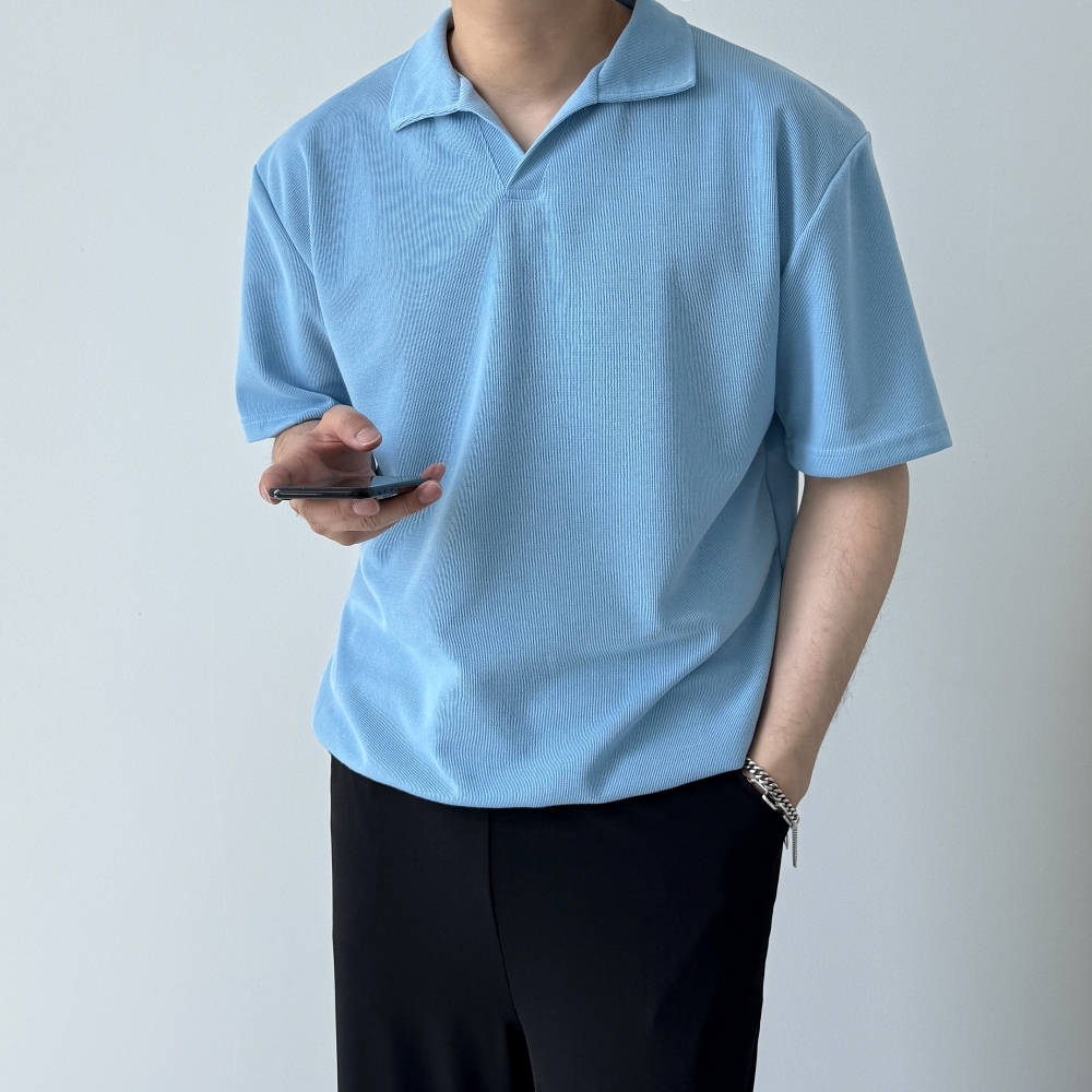1+1 남자오픈카라니트 남성오버핏반팔니트 이미지 4