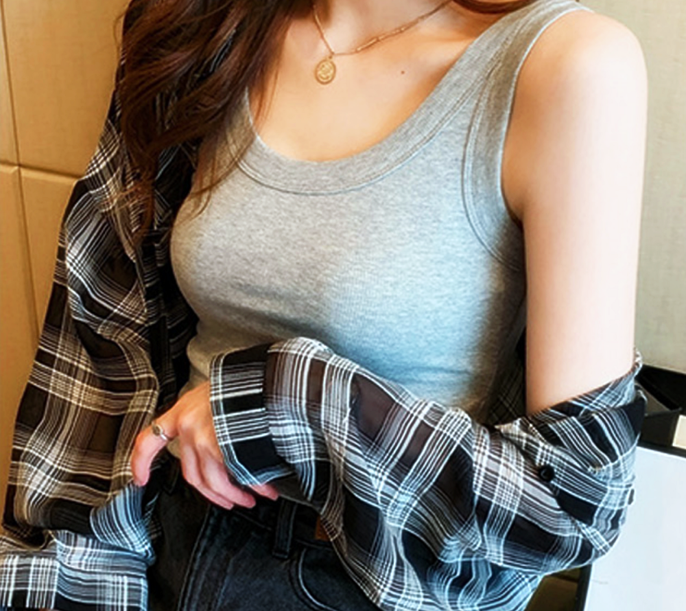 여성 골지 나시티 U넥 민소매 베이직 이너 여름 티셔츠 박대표마켓 - 상세 이미지 2