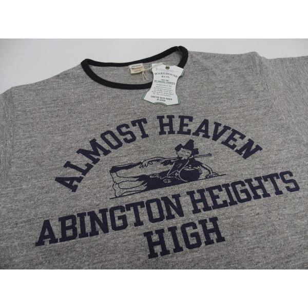 웨어하우스 링거 반팔 티셔츠 WAREHOUSE ALMOST HEAVEN 4059 그레이 - 상세 이미지 3