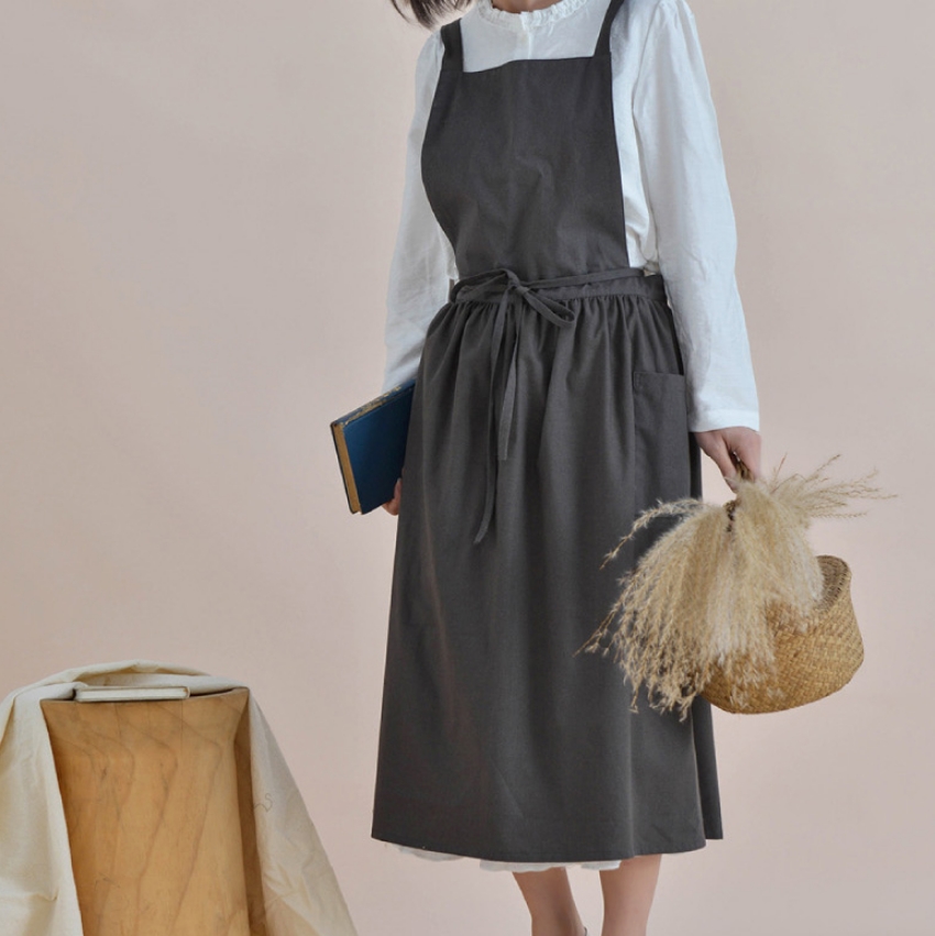 데일리 코튼 원피스 앞치마 어린이집 카페 클래스 주방 앞치마 에이프런