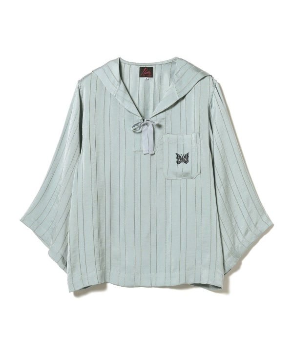 NEEDLES 니들스 × BEAMS BOY 빔스 세일러 셔츠 블라우스 페이드블루 네이비 - 상세 이미지 2