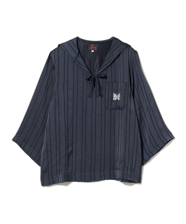 NEEDLES 니들스 × BEAMS BOY 빔스 세일러 셔츠 블라우스  페이드블루 네이비 - 상품 이미지