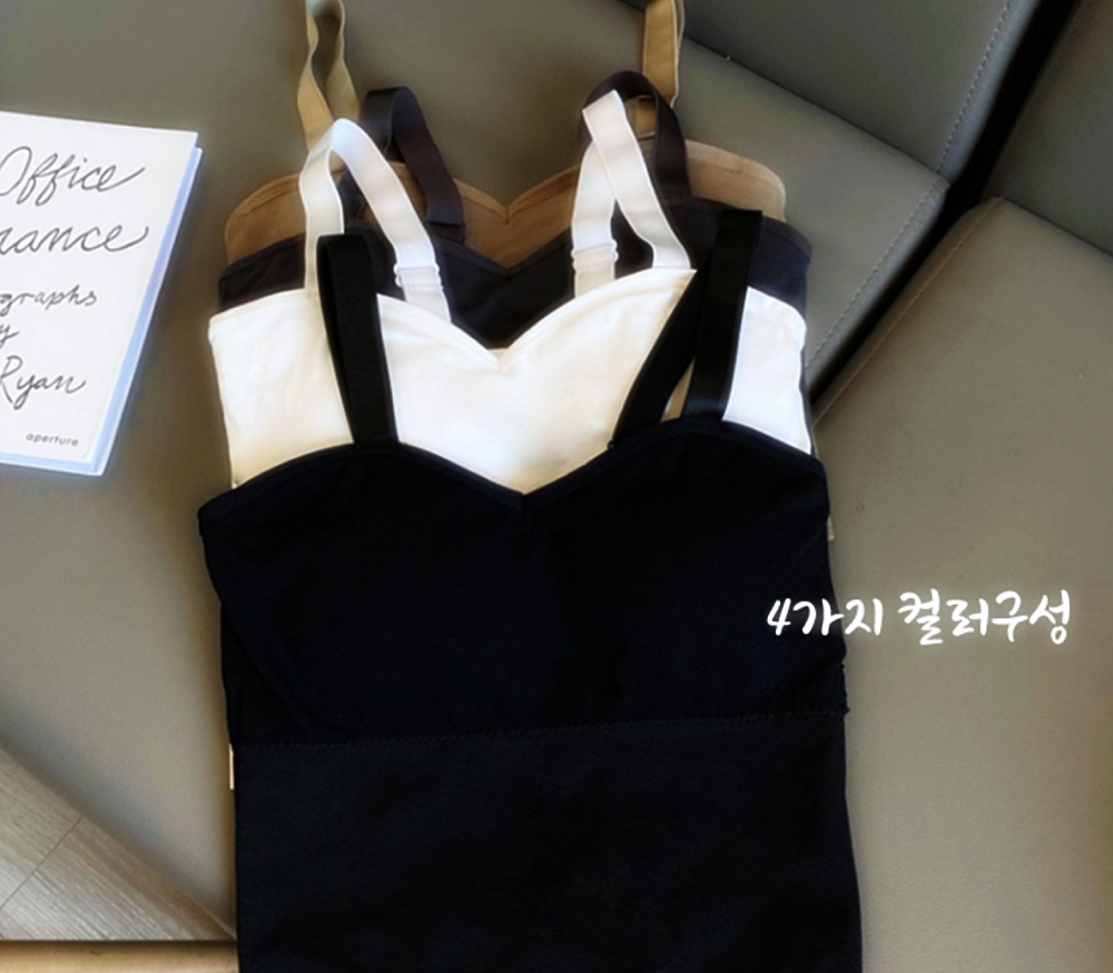 박대표마켓 크롭티 끈나시 브라탑 탱크탑 캡나시 튜브탑 이너 레이어드탈부착 패드 - 상세 이미지 3
