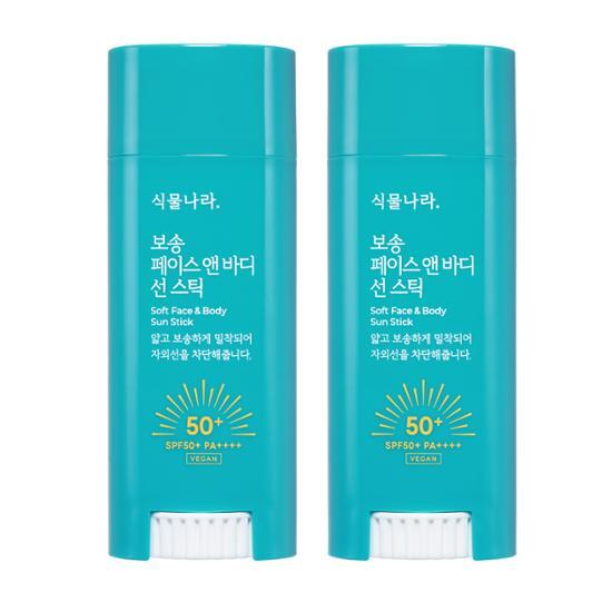 식물나라 보송 페이스 앤 바디 선스틱 30g x 2개 더블 기획, SPF50+ PA++++