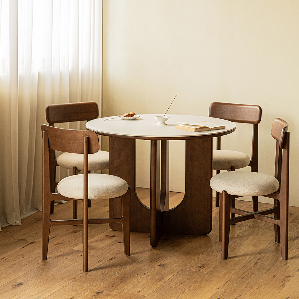 오아르 원목 포세린 세라믹 원형 식탁 테이블 1200