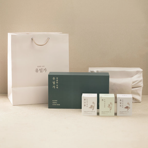 유밀가 수제 도라지정과 3종 선물세트 3개입 상견례선물 결혼식답례품 이바지음식 보자기포장