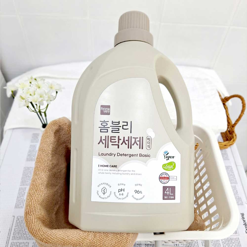 비건세제 홈블리 세탁세제 베이직 4L x 2개입 드럼 일반용 무향료 무색소 - 상세 이미지 5