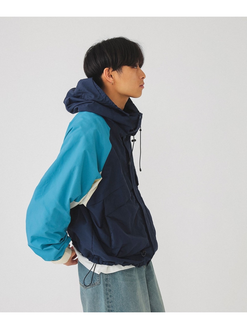 BEAMS 빔스 3톤 나일론 후디 재킷 남성 바람막이 네이비 - 상세 이미지 3
