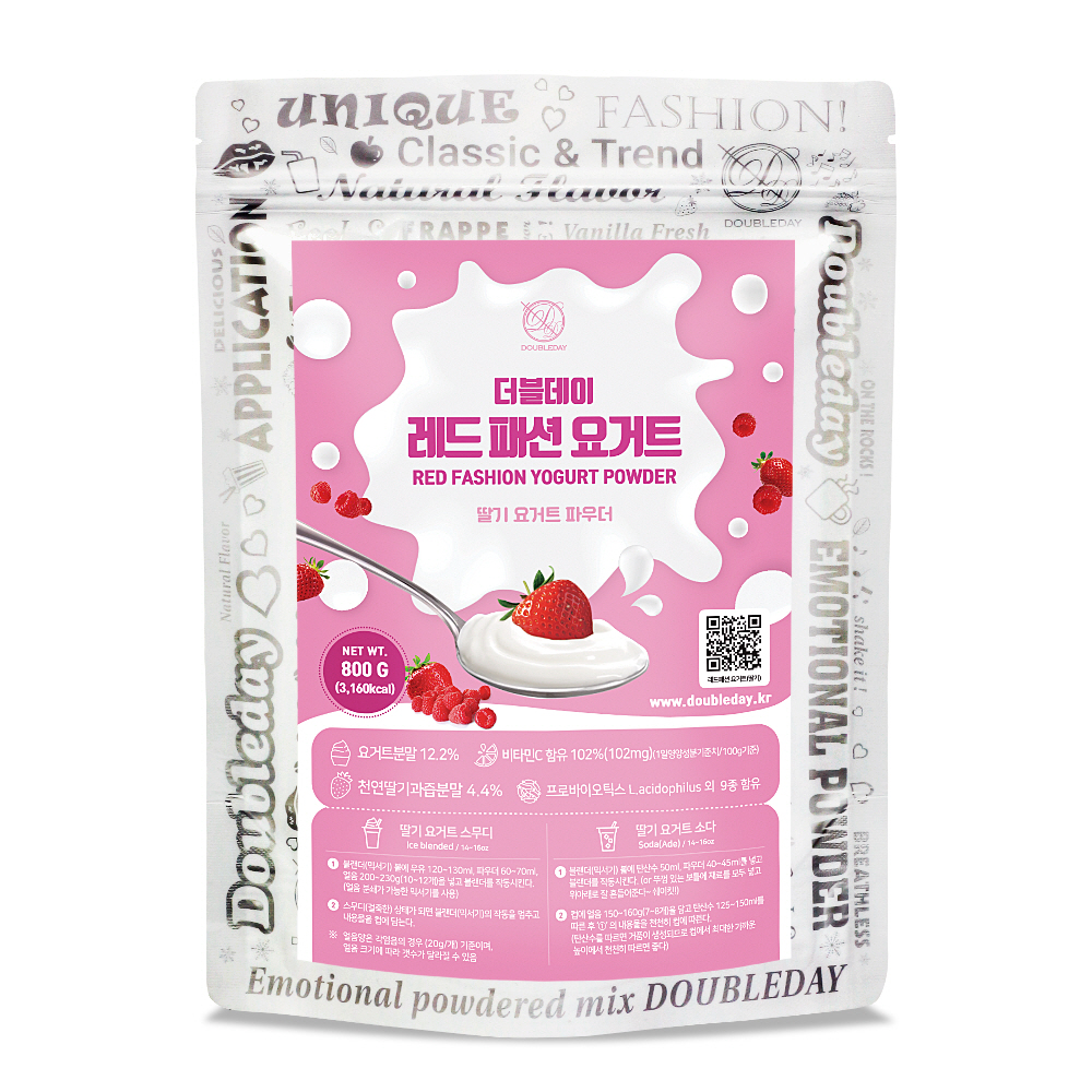 더블데이 / 레드 패션 요거트 800G / 딸기 요구르트 스무디 파우더 분말 가루 베이스 재료 - 상품 이미지