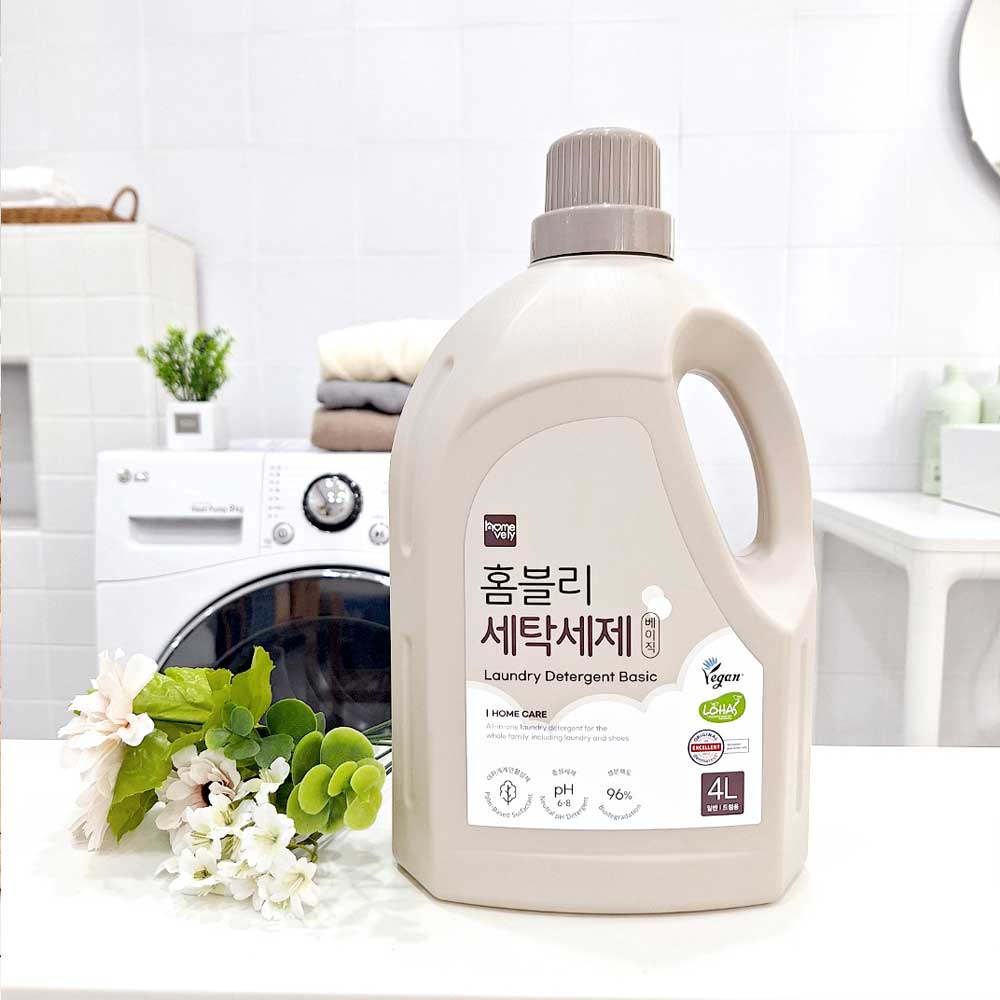비건세제 홈블리 세탁세제 베이직 4L x 2개입 드럼 일반용 무향료 무색소 - 상세 이미지 2