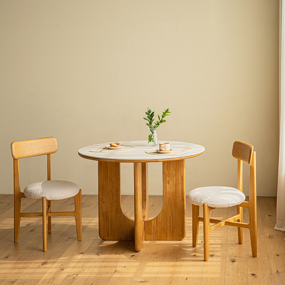 오아르 포세린 세라믹 원목 식탁 원형 테이블 1000