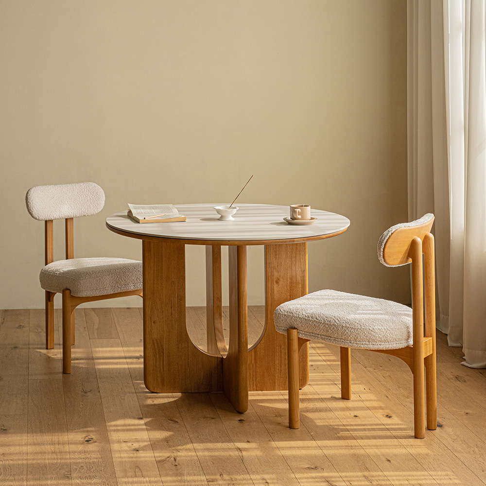 오아르 포세린 세라믹 원목 식탁 원형 테이블 1000