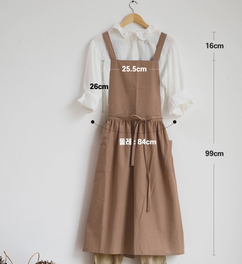 데일리 코튼 원피스 앞치마 어린이집 카페 클래스 주방 앞치마 에이프런