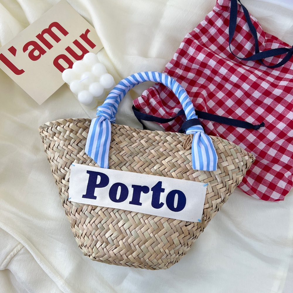 한여름 감성 가방 여름 라탄 밀짚 피크닉 레터링