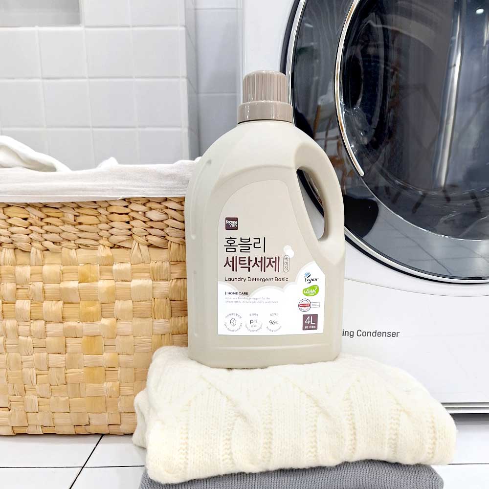 비건세제 홈블리 세탁세제 베이직 4L x 2개입 드럼 일반용 무향료 무색소 - 상세 이미지 4