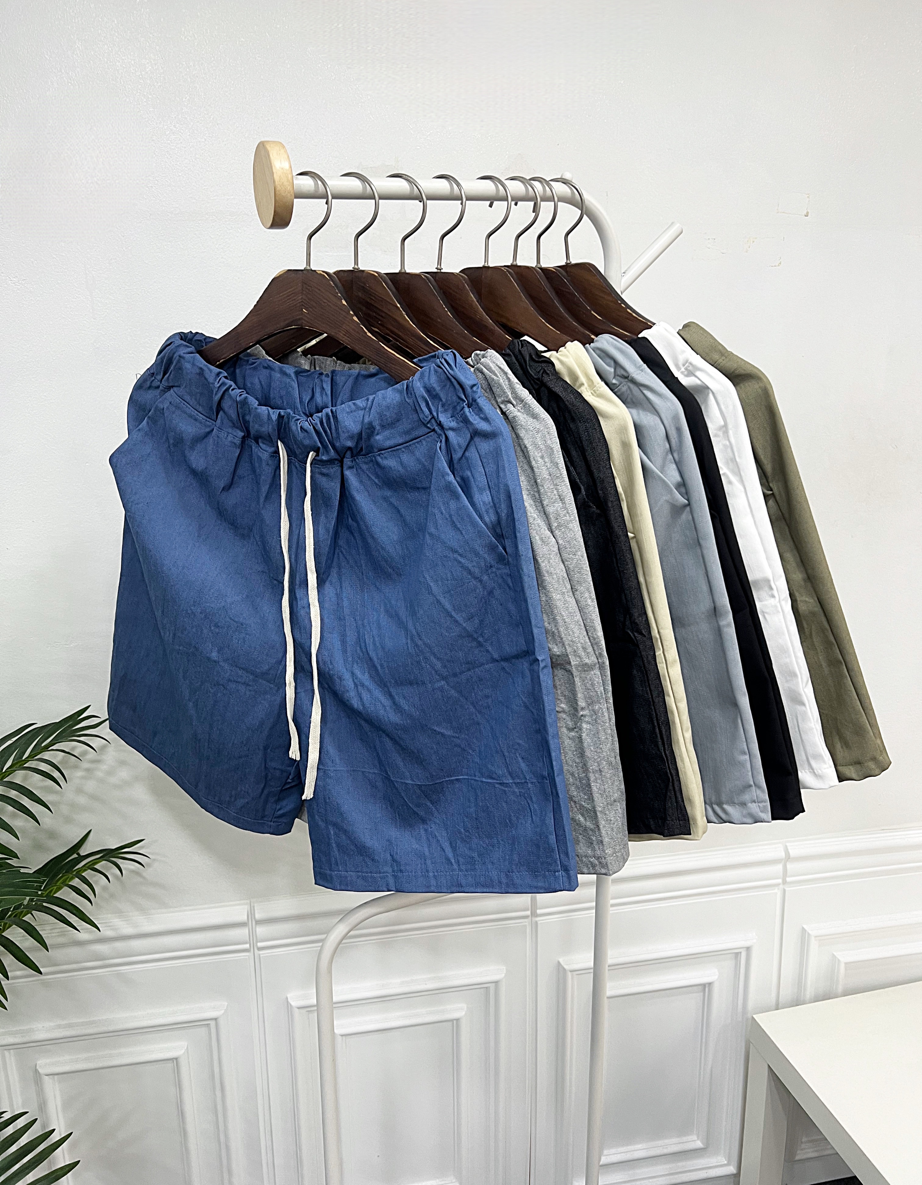 남자 반바지 여름 린넨 마 5부 밴딩 고무줄 쇼츠