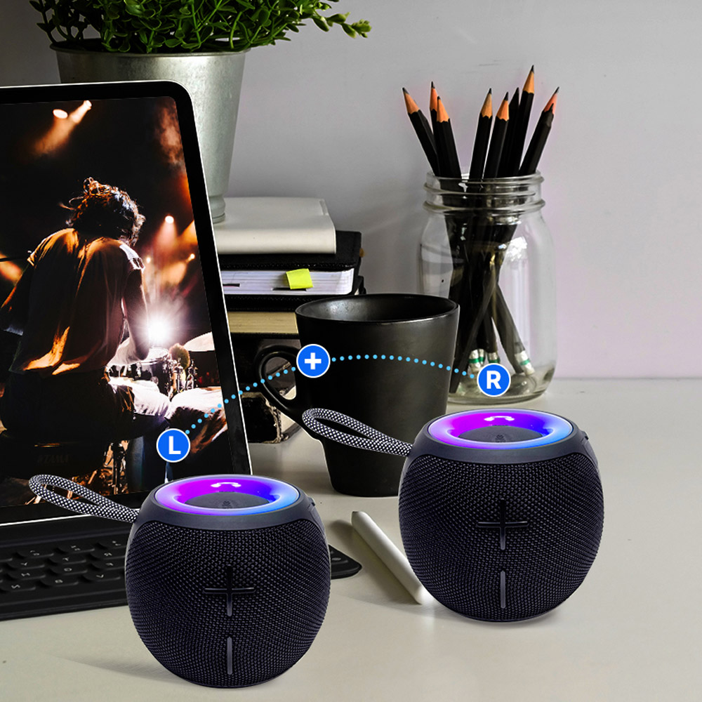 휴대용 LED 블루투스 스피커 TWS 방수 포터블 캠핑 자전거 탁상 테이블 컴퓨터 침실 - 상세 이미지 4