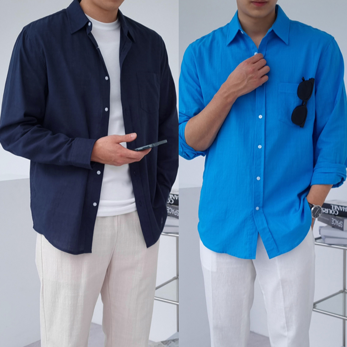 남자 소노 오버핏 여름 린넨 바이오 셔츠 15컬러