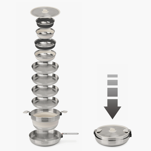 씨투써밋 디투어 팟 5L 팬 25cm 세트 10P 접이식 스테인레스 코펠 식기