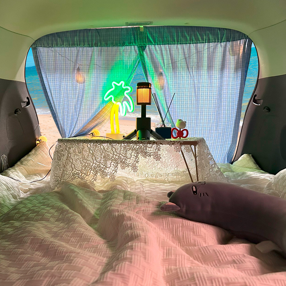 차량 햇빛 가리개 트렁크 일체형 이지 차박 커튼 95x125cm 가로115cm까지 설치 - 상세 이미지 3
