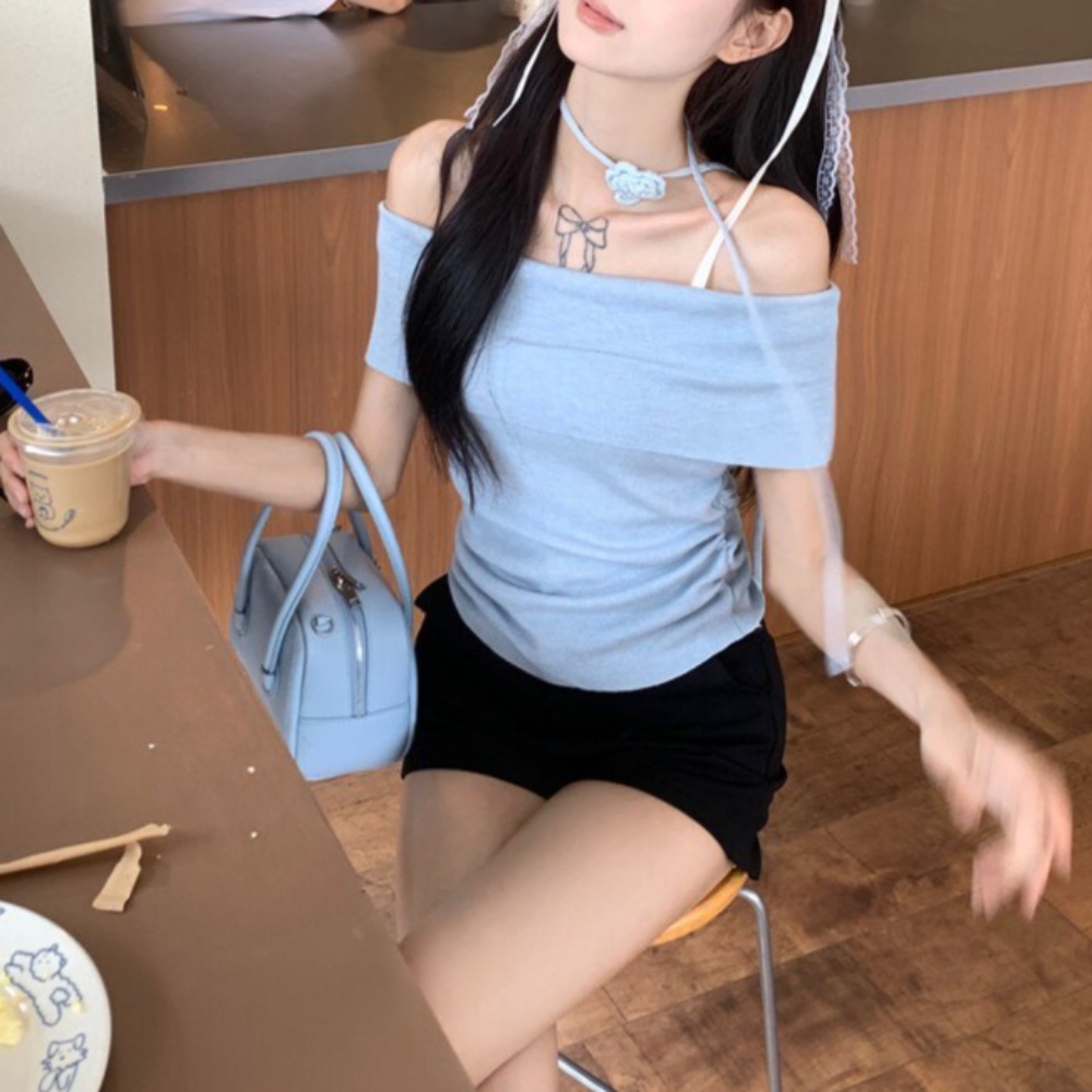 나는 솔로 송해나 145화 민소매 티셔츠 오프숄더 슬림핏 - 메인 이미지