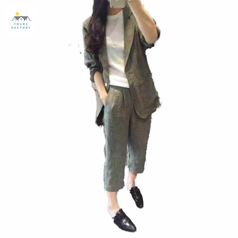 여름 여성 셋업 린넨 수트 빅사이즈 정장세트 - 상품 이미지