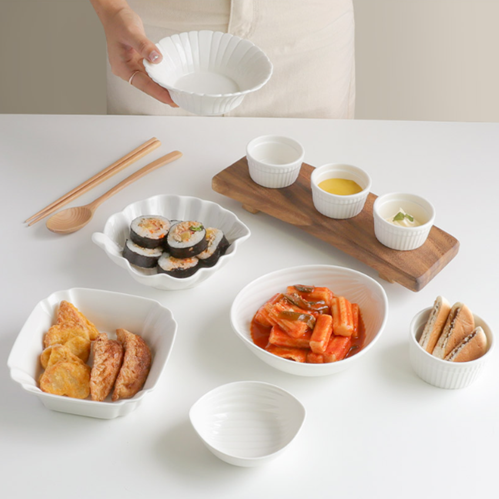 분식집그릇 떡볶이 반찬 스프 감성 플레이팅 도자기 디저트볼 - 메인 이미지