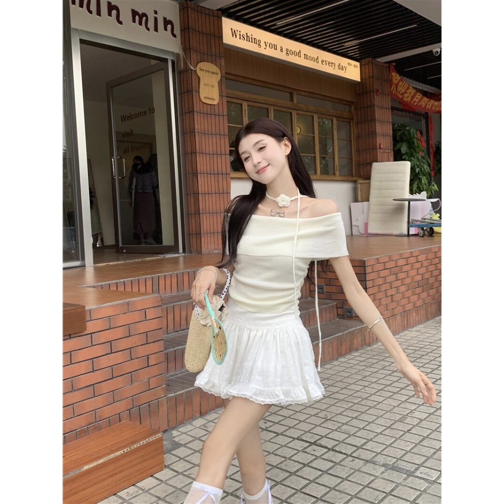 나는 솔로 송해나 145화 민소매 티셔츠 오프숄더 슬림핏 - 상세 이미지 2