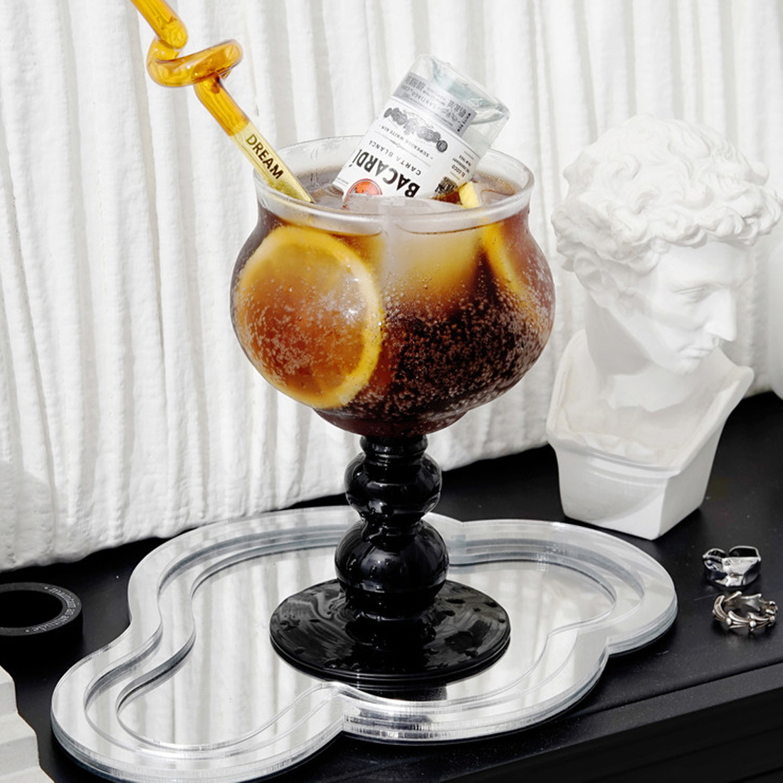 블랙 튤립 고블렛잔 온더락잔 하이볼 맥주잔 2종 400ml 이미지 6