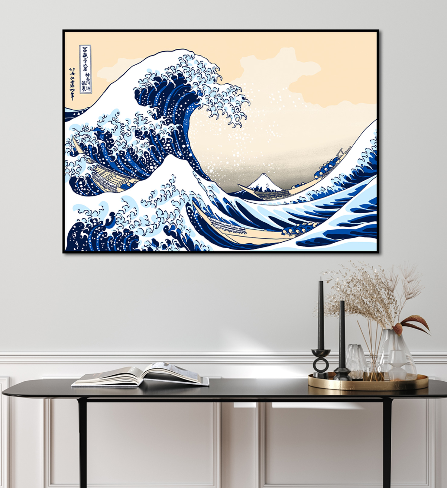 호쿠사이 파도 그림 동양화 우키요에 일본 명화 포스터 인테리어 액자 A4 - 상세 이미지 4