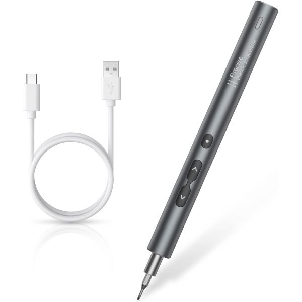 KeeKit Precision 전기 스크루 드라이버 휴대용 전원 USB 충전이 가능한 충전식 수리 도구 전화기 카메라 노트북용 LED 조명 3개... 