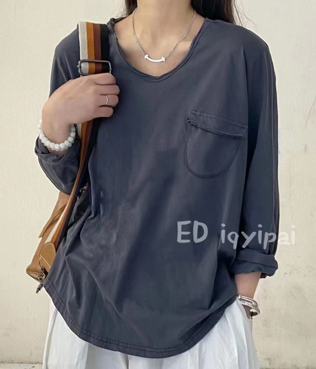 빈티지U넥면티 여름 루즈핏티셔츠 003851 - 상세 이미지 4