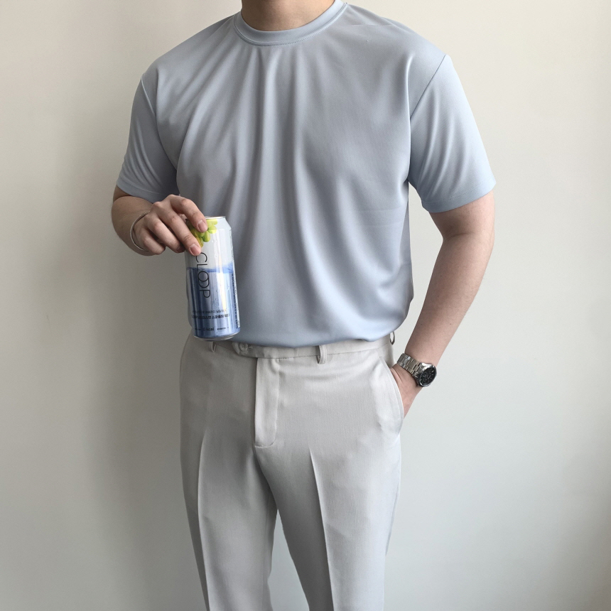 남자머슬핏반팔 기능성반팔 쿨티셔츠 쿨론티 - 상세 이미지 3