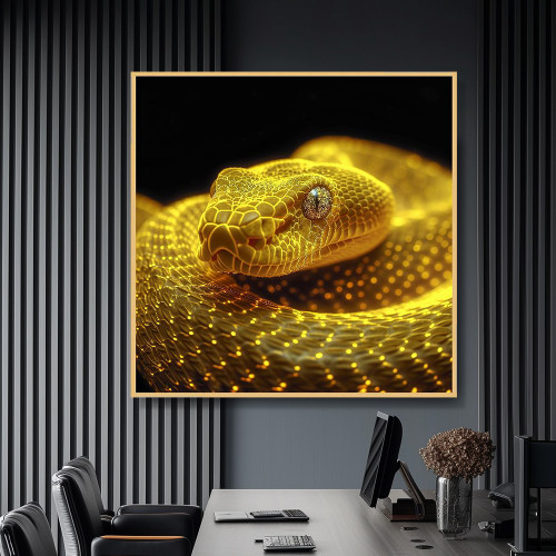 청아한 뱀 80x80cm 무광골드 알루미늄액자 뱀그림 이미지 6