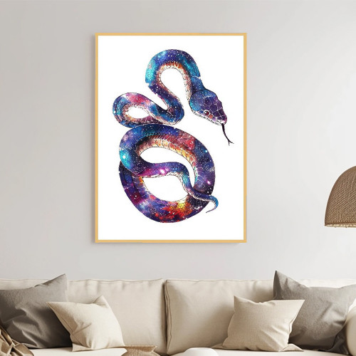 청아한 뱀 80x80cm 무광골드 알루미늄액자 뱀그림 이미지 8