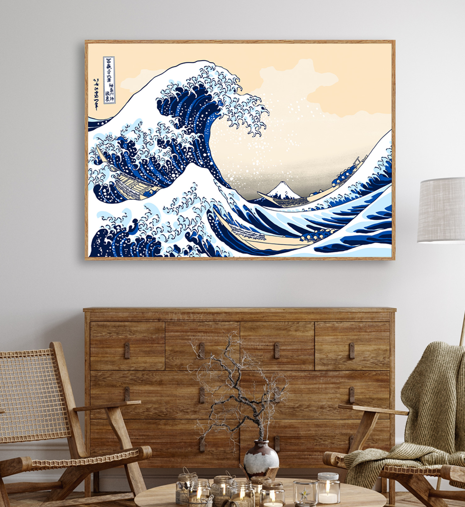 호쿠사이 파도 그림 동양화 우키요에 일본 명화 포스터 인테리어 액자 A4 - 상세 이미지 5