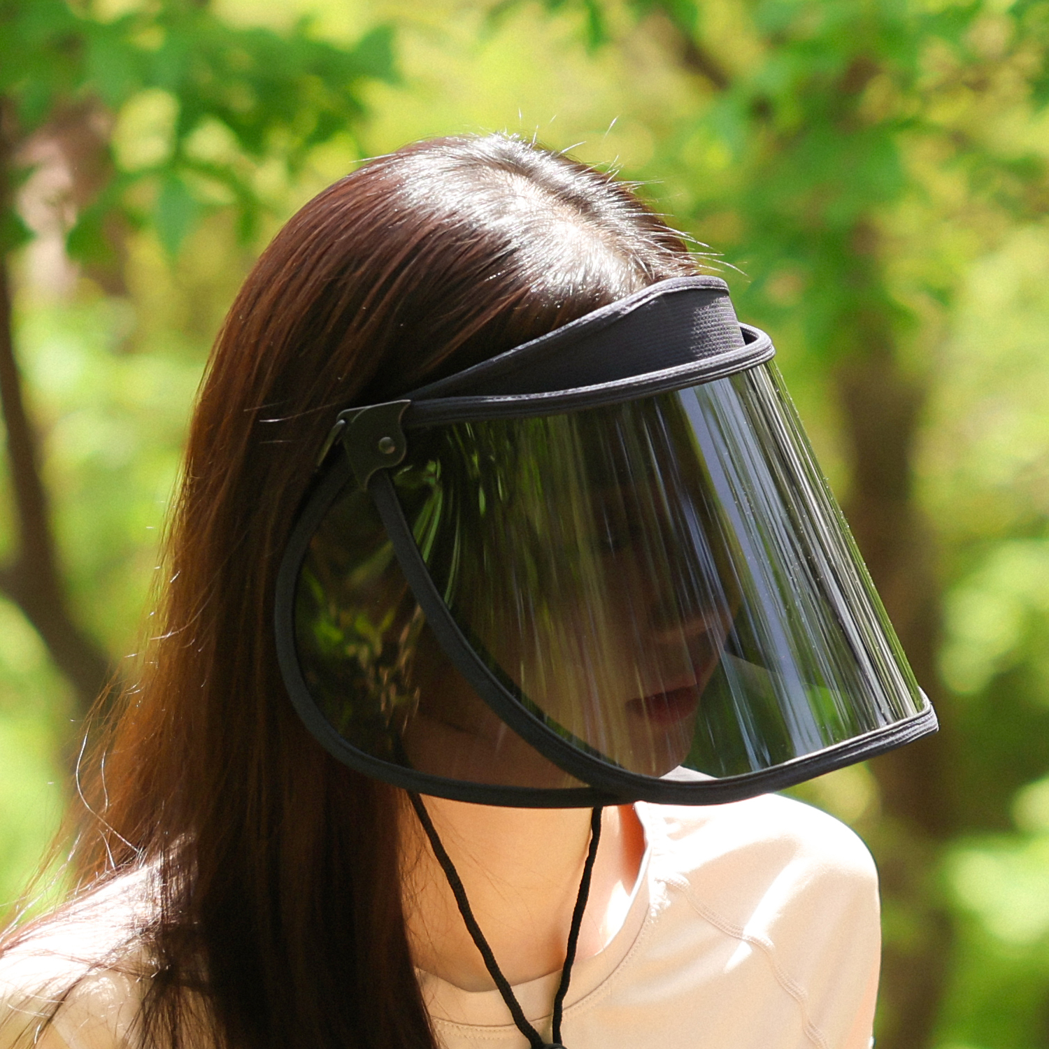 국내생산 자외선 99.9%차단 썬캡 UV 햇빛 차단 턱 끈 날개 여성 선캡