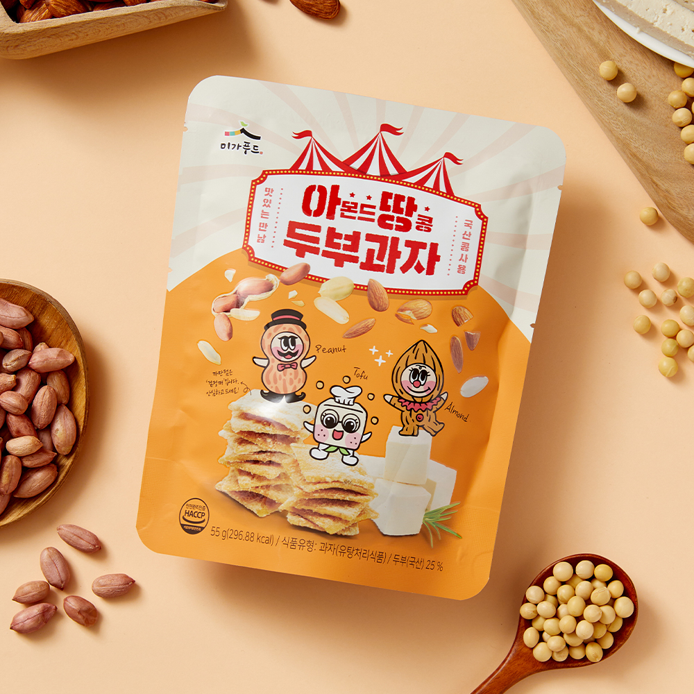 국산 콩으로 만든 아몬드땅콩 두부과자 55g 3팩+3팩 - 상세 이미지 2