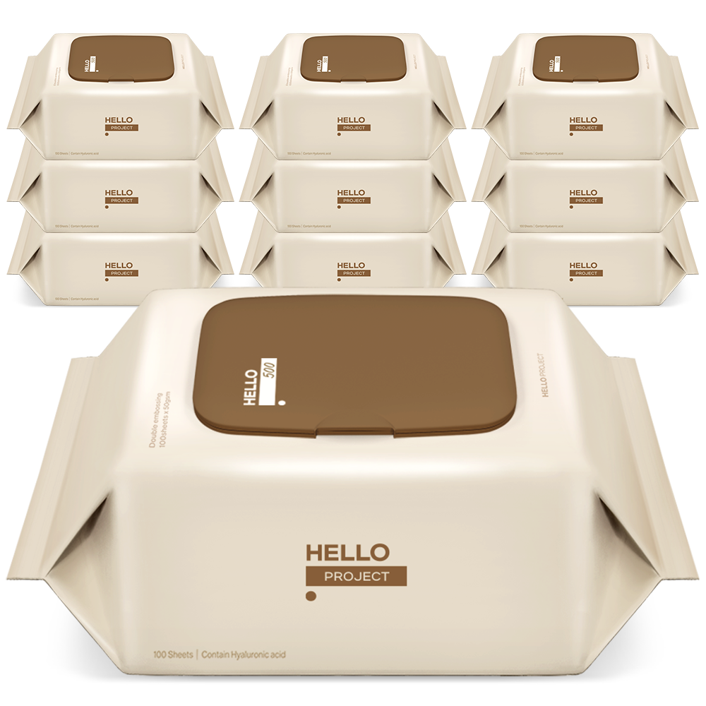 헬로 500 물티슈 100매 캡 10팩